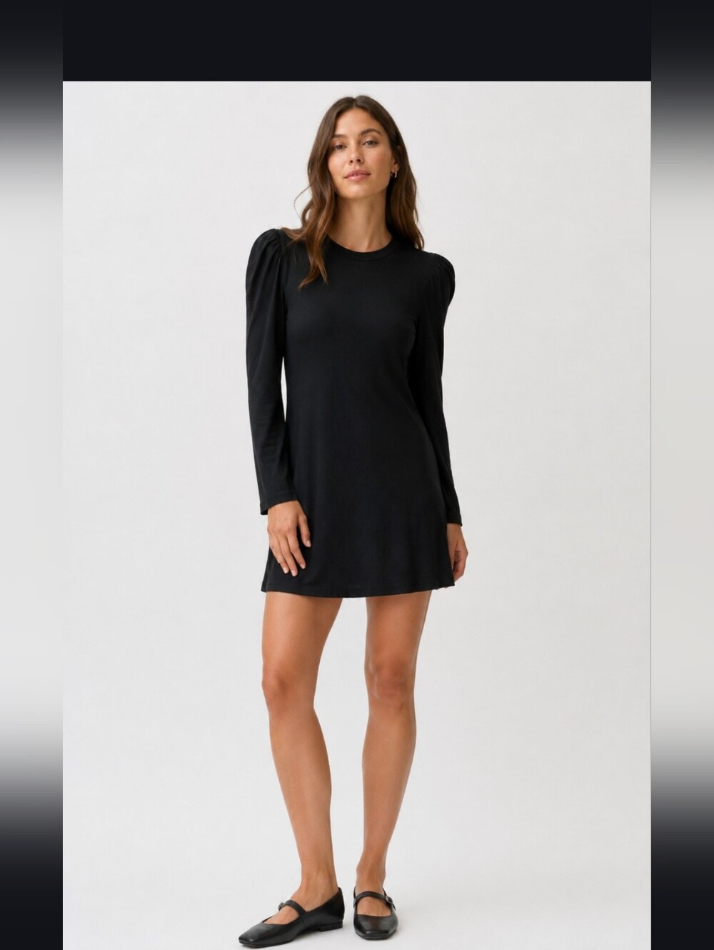 A.L.C. Black Cotton Long Sleeve Mini Dress XS